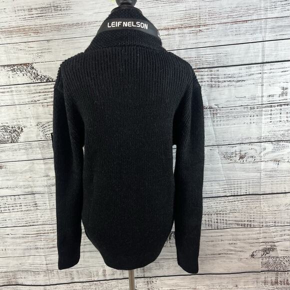 Leif Nelson Mens Pullover Sweater size Large Black Zipper Pockets Name Logo - Picture 9 of 10